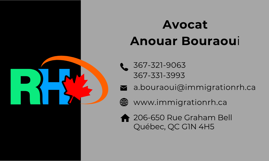 Carte d'affaires — Me Anouar Bouraoui, Immigration RH